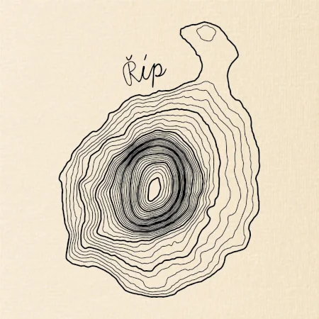 Říp - vrstevnice psací
