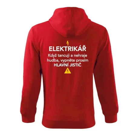 Elektrikář - hlavní jistič - Nápis na zádech