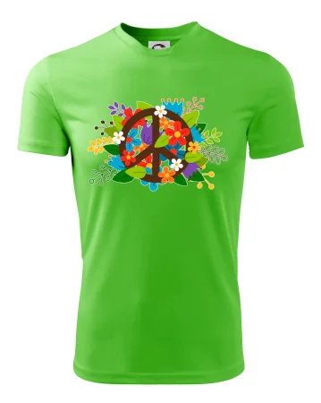 Peace symbol prorostlý květinami
