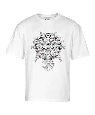 Steampunk sova černobílá