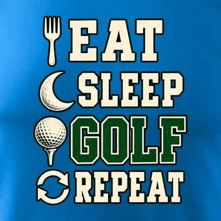 Eat sleep golf repeat typografie