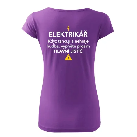 Elektrikář - hlavní jistič - Nápis na zádech