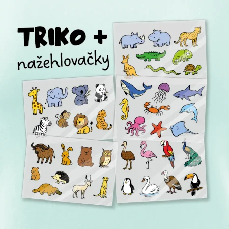 Tričko + 42 nažehlovacích zvířátek