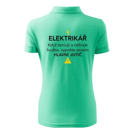 Elektrikář - hlavní jistič - Nápis na zádech