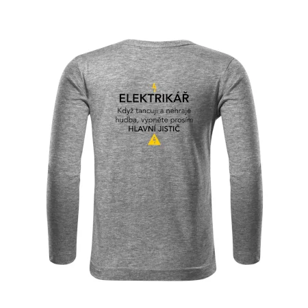 Elektrikář - hlavní jistič - Nápis na zádech