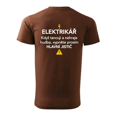 Elektrikář - hlavní jistič - Nápis na zádech