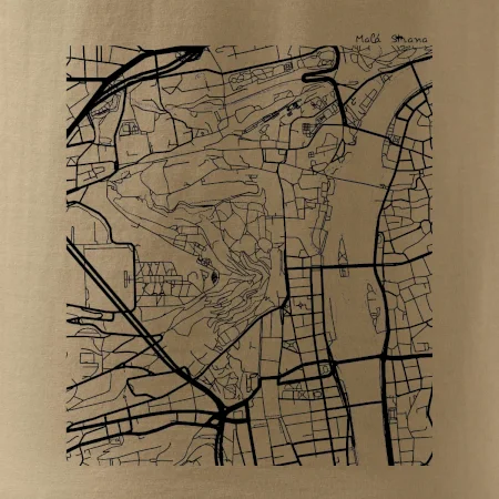 Praha Malá Strana - Mapa černobílá