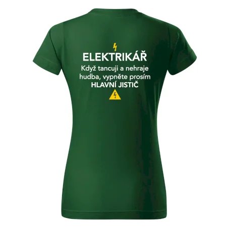 Elektrikář - hlavní jistič - Nápis na zádech