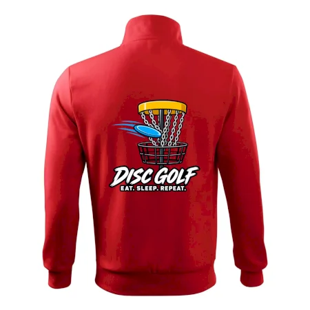Discgolfový koš s letícím diskem eat sleep repeat