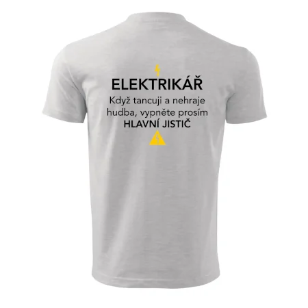 Elektrikář - hlavní jistič - Nápis na zádech