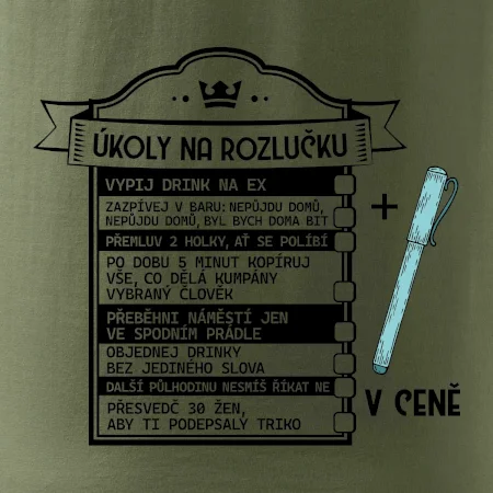 Vintage nápis Triko na rozlučku s úkoly pro ženicha