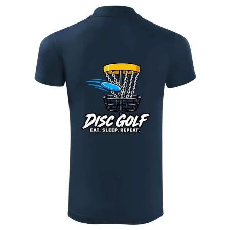 Discgolfový koš s letícím diskem eat sleep repeat