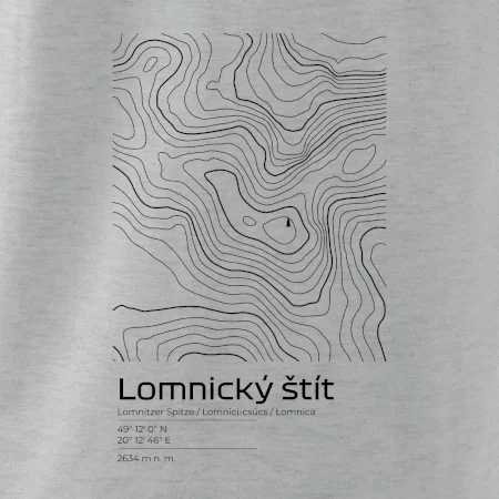 Lomnický štít - vrstevnice v obdélníku