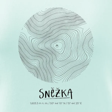 Sněžka - vrstevnice v kruhu