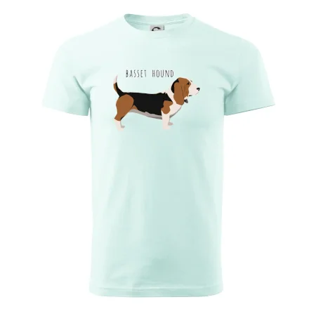 Basset hound pes s nápisem