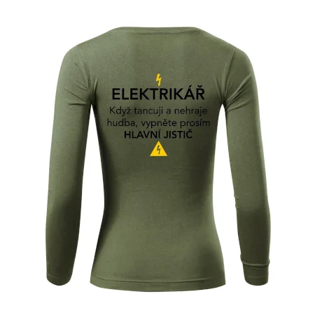 Elektrikář - hlavní jistič - Nápis na zádech