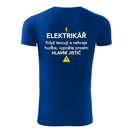 Elektrikář - hlavní jistič - Nápis na zádech