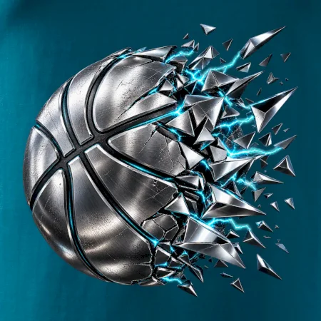 Kovový basketbalový míč s elektrickými střepy