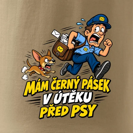 Černý pásek v útěku před psy