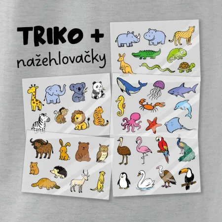Tričko + 42 nažehlovacích zvířátek
