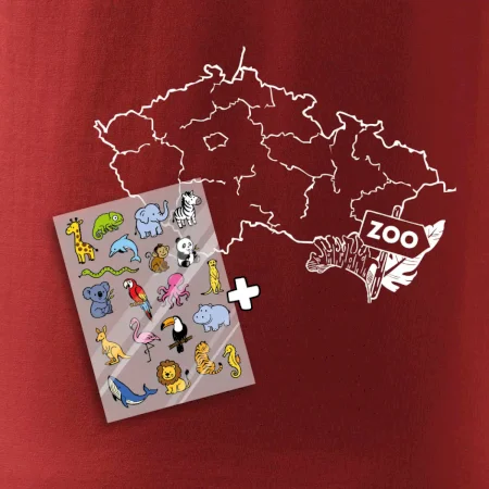 Tričko s mapou + ZOO nažehlovačky