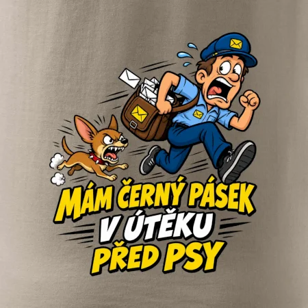 Černý pásek v útěku před psy