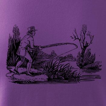 Kreslený rybář nahazující