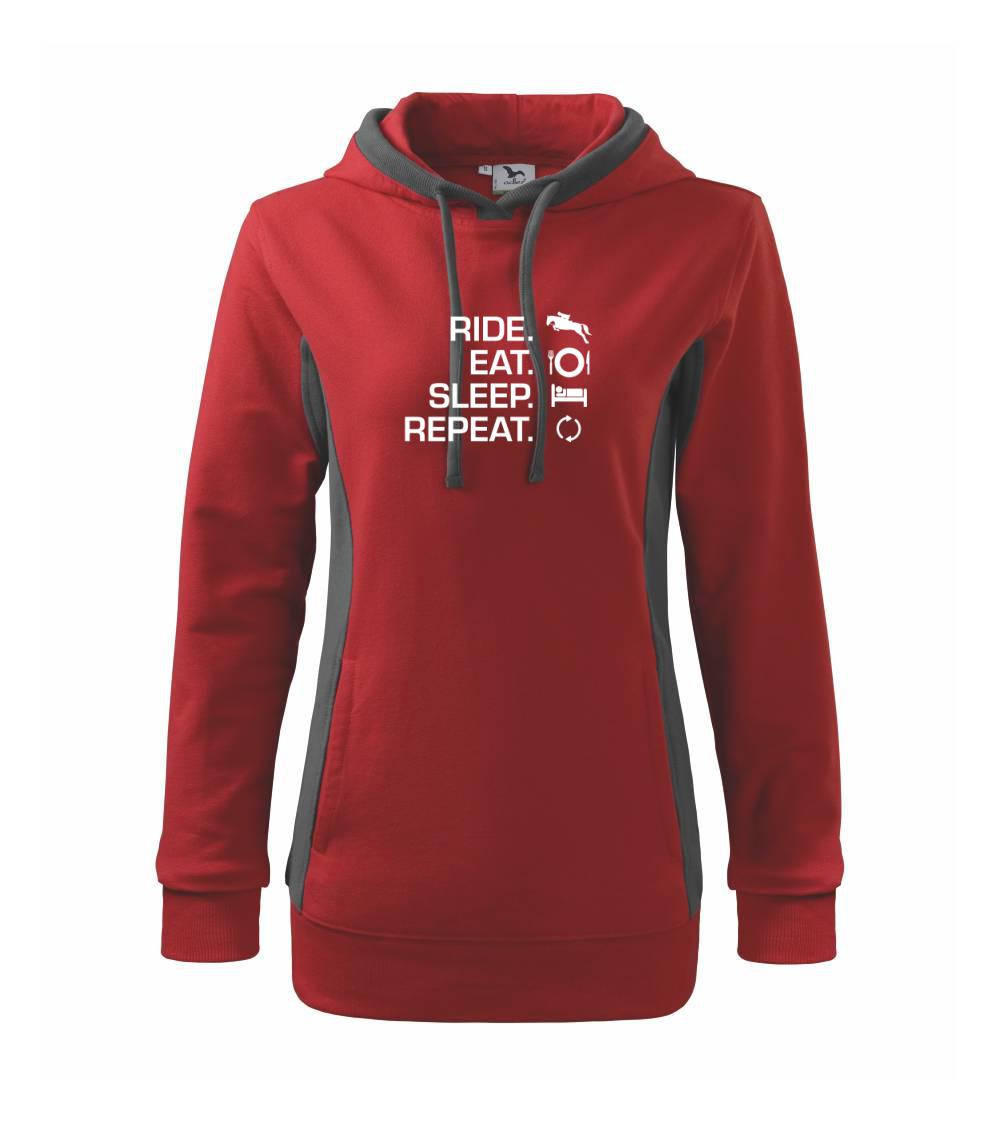Ride Eat Sleep Repeat koně - Mikina dámská Kangaroo s kapucí