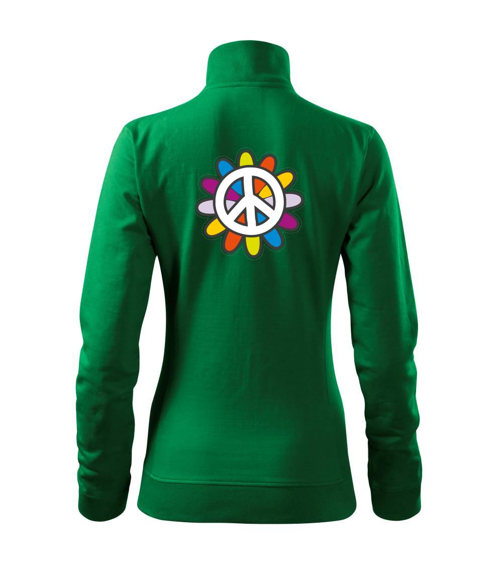 Peace symbol s kreslenou květinou Peace symbol s kreslenou květinou