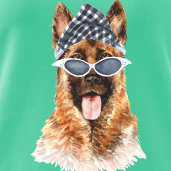 German shepherd se šátkem