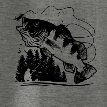 Rybář na břehu rybníka muškaří