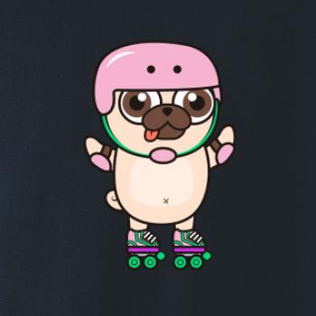 Mops a kolečkové brusle