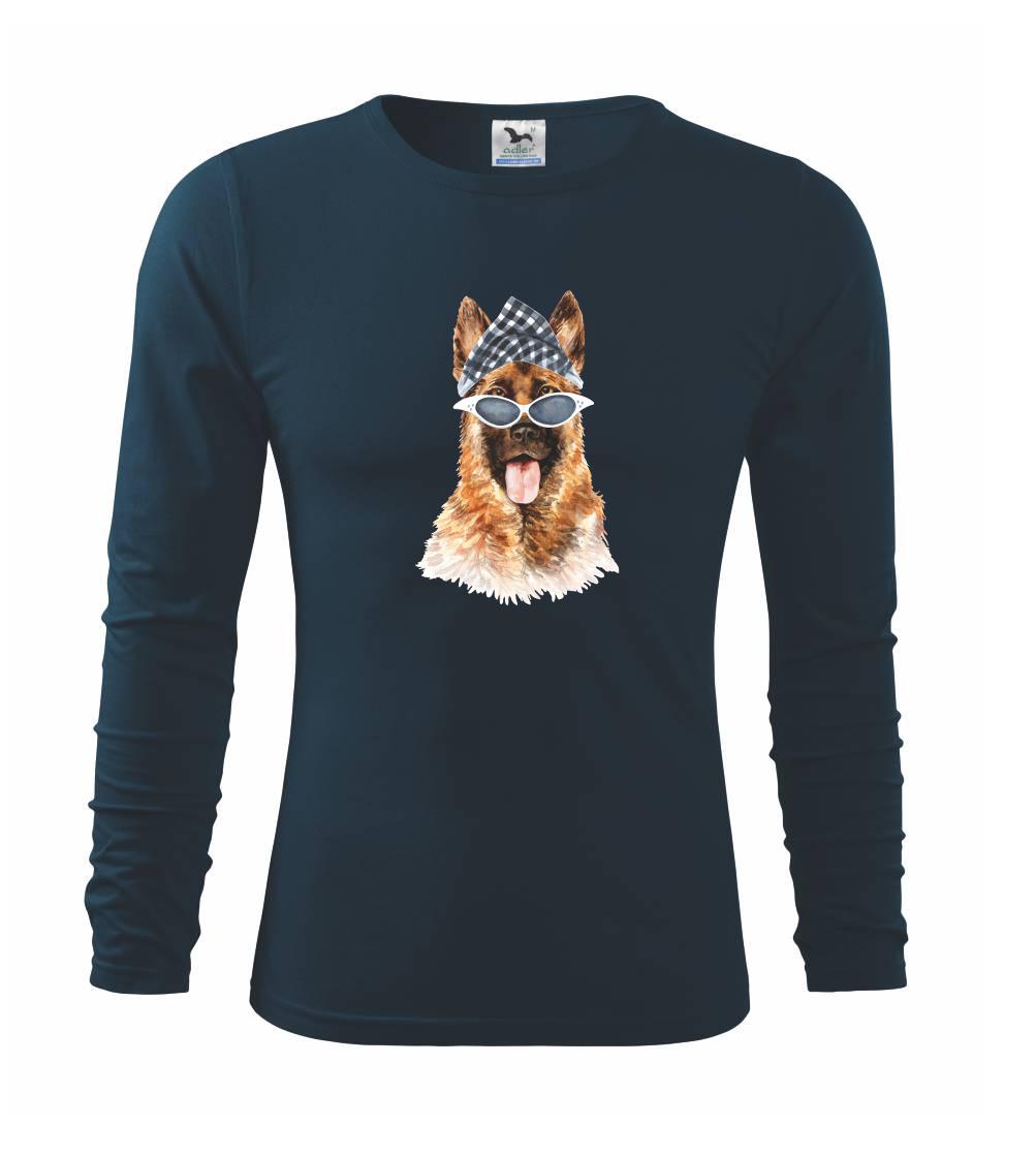 German shepherd se šátkem - Triko s dlouhým rukávem FIT-T long sleeve