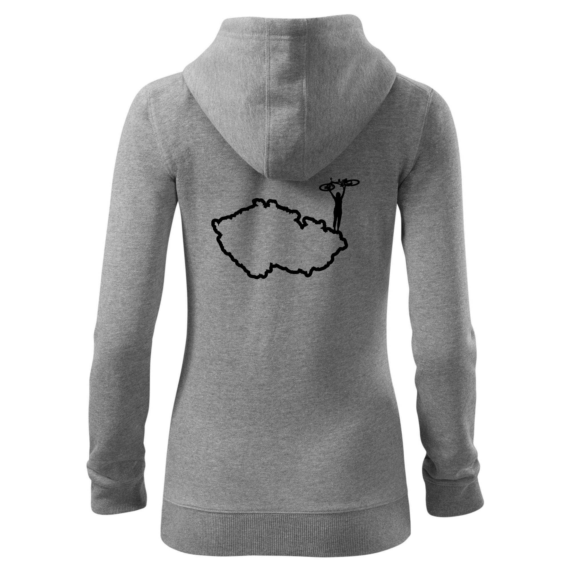 Cyklistka - Mapa ČR - Dámská mikina trendy zipper s kapucí