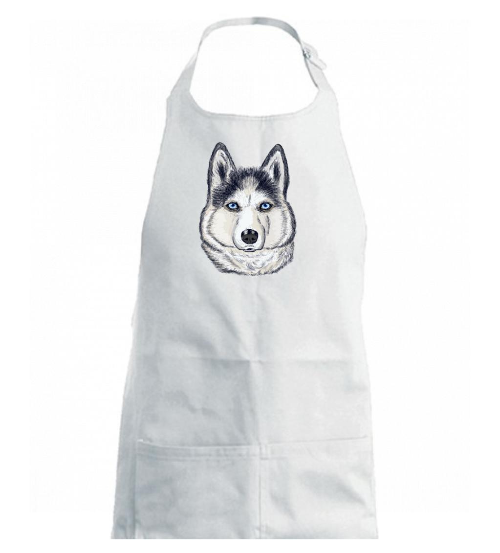 Husky hlava - kreslený - Dětská zástěra na vaření