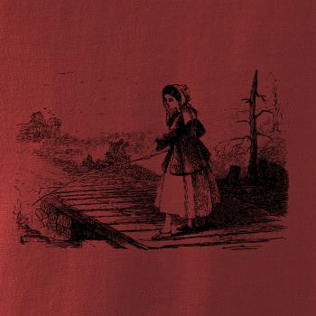 Kreslená dívka na rybách