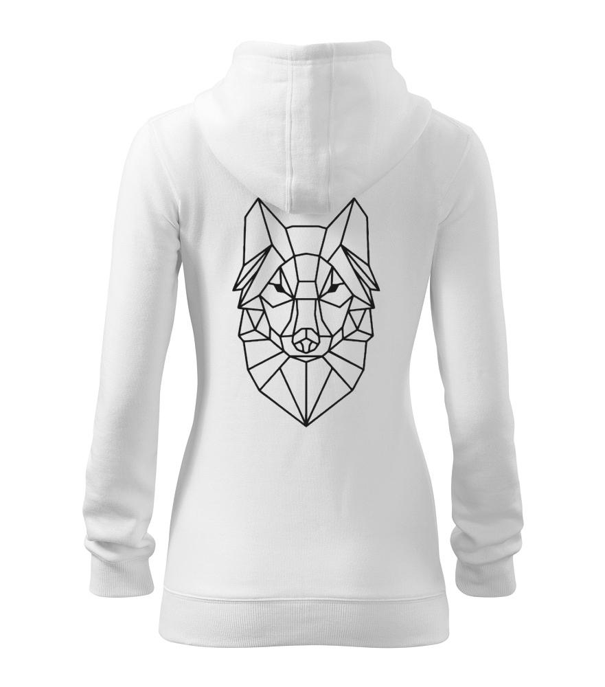 Geometrie - vlk - Dámská mikina trendy zipper s kapucí