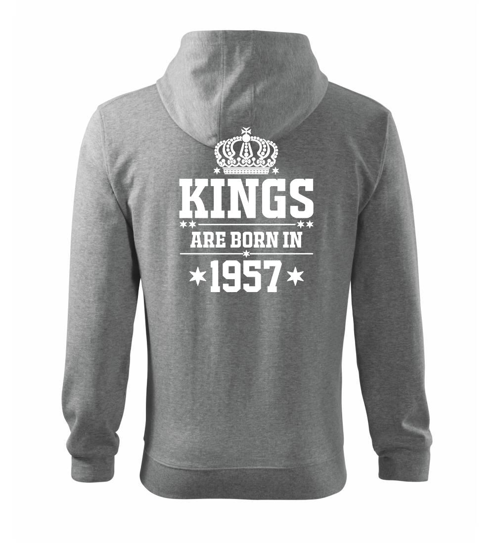 Kings are born in 1957 - Mikina s kapucí na zip trendy zipper