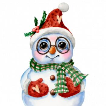 Sněhulák kreslený s brýlemi