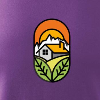 Chalupa při západu slunce