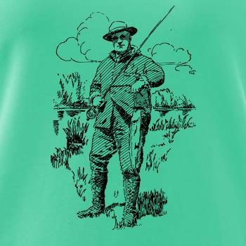 Kreslený rybář s úlovkem