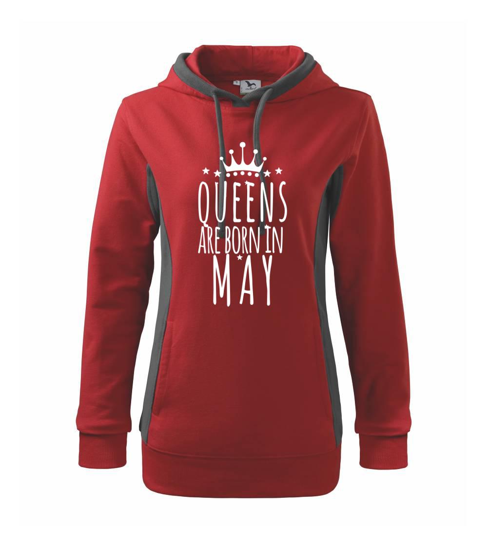 Queens are born in May - Mikina dámská Kangaroo s kapucí