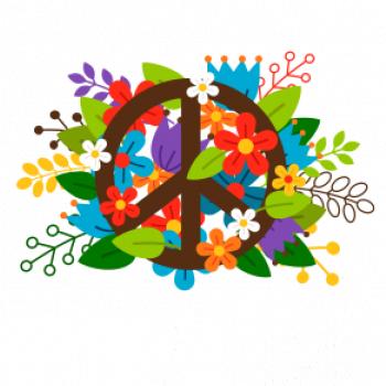 Peace symbol prorostlý květinami Peace symbol prorostlý květinami