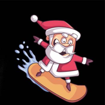 Santa jezdící na snowboardu