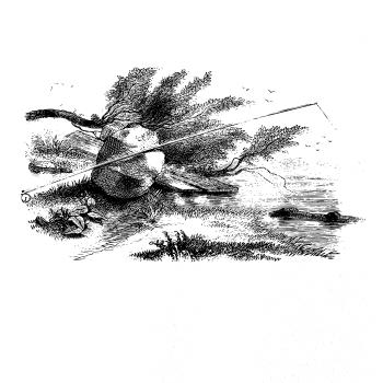 Kreslený prut opřený o kámen