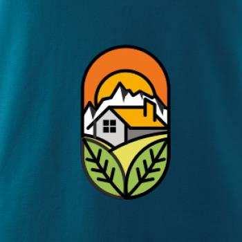 Chalupa při západu slunce