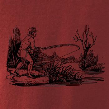 Kreslený rybář nahazující