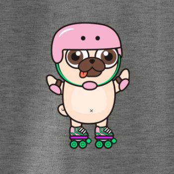 Mops a kolečkové brusle