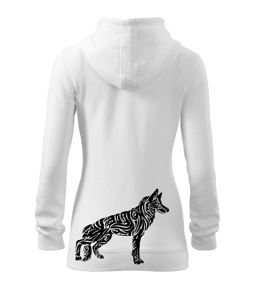 Německý ovčák - tattoo - Dámská mikina trendy zipper s kapucí