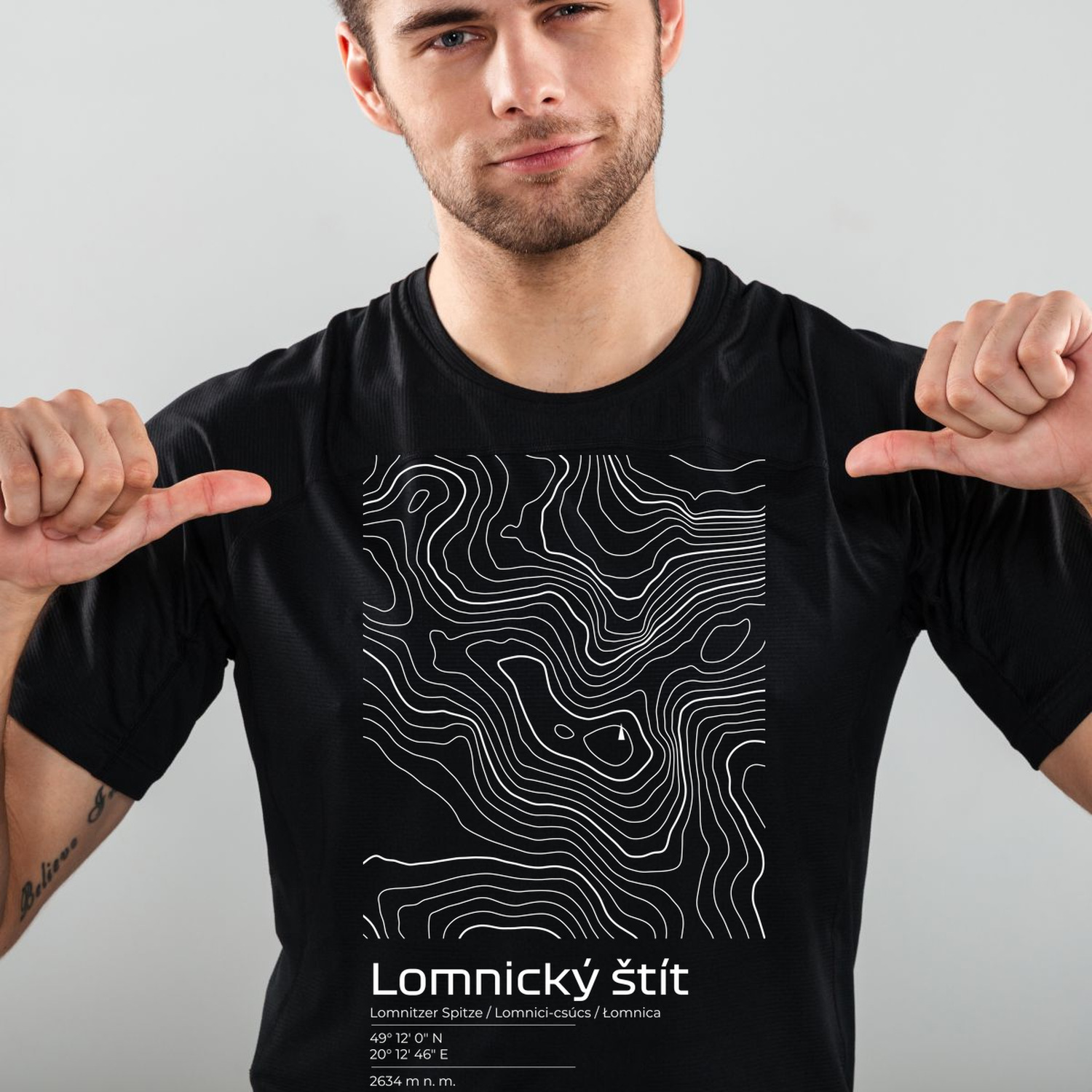 Lomnický štít - vrstevnice v obdélníku